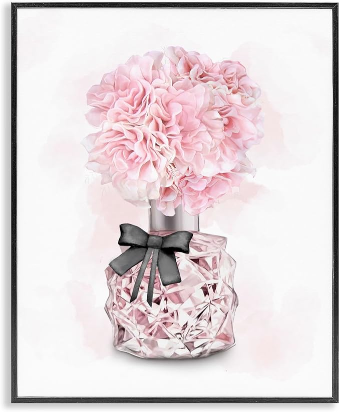 'Pink Flower Perfume Bouquet'| Framed Giclee Art | Stupell Industries | Black, 24 x 30 Inches, Easy to Hang and Sturdy, Made in USA, by Ziwei Li