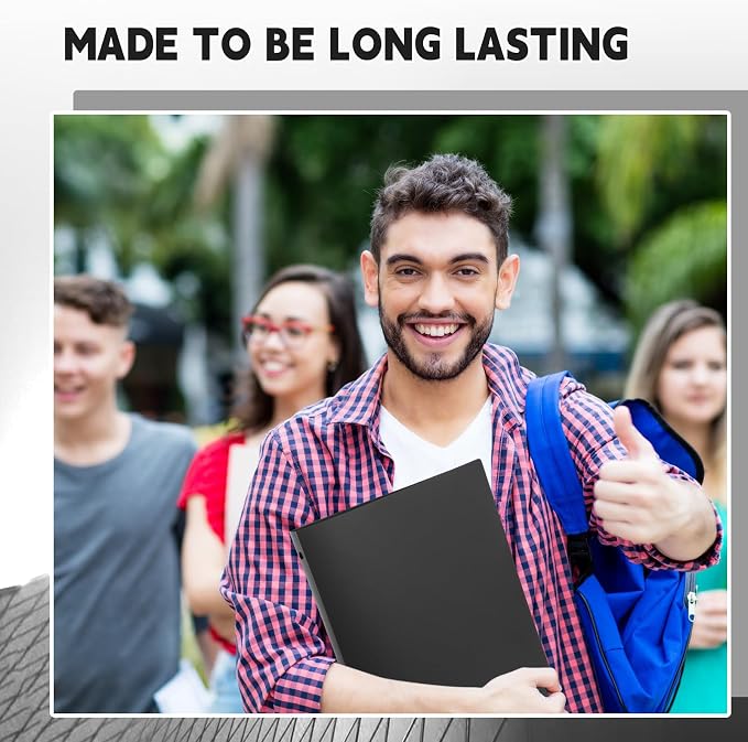 Henoyso 12 Pcs 1.5 Inch 3 Ring Binders, Letter Size,Black | Binders Bulk, Holds 350 Sheets, Round Rings, Durable Flexible PP Plastic Covers, Pockets Labels, School Office Supplies