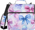 3 Ring Zipper Binder with Shoulder Strap Pink Blue Bow Tie Dye 2 Inch Zippered Binder Bag 500 Sheet Capacity Multi Pockets for School Supplies