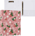 Strawberry Fruit 1.5 Inch 3 Round Ring Binders with Pocket Clip, Holds 200 Sheets Documents for Office Classroom Student Organization Hard d Ring Binders with Printed