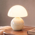 Mushroom Lamp Table Lamp for Bedroom-Small Desk Table Lamps,Cream | 8.7" Mid Century Modern Table Lamps for Living Room Bedroom Decor,Cute Ceramic Lamps for Mushroom Home Room Decor,Glass Shade