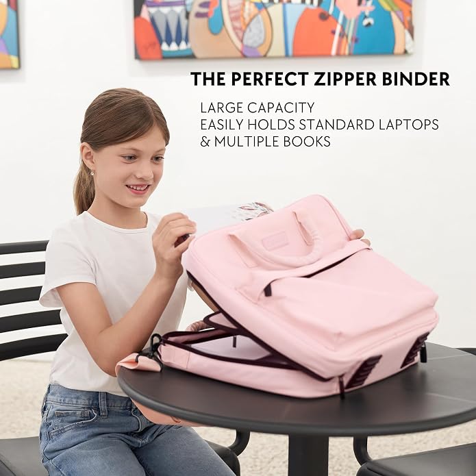 Sturdy 3 Ring Zipper Binder with Strap - 2" Binder with Pockets Holds 500 Sheets, Laptop & More - Durable & Easy to Carry
