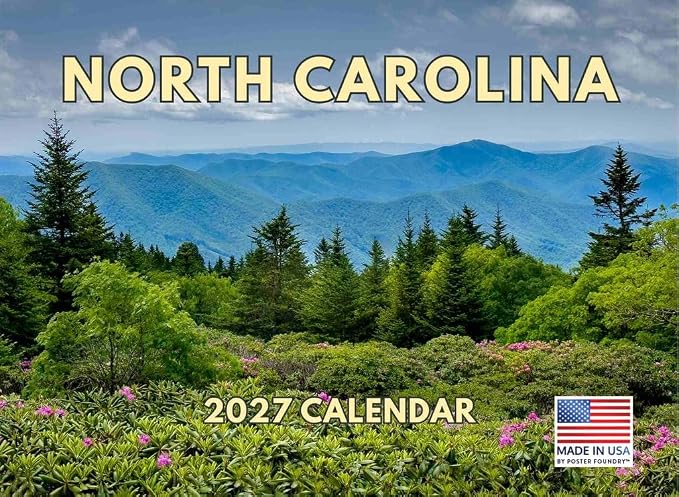 North Carolina Calendar 2027 Monthly Wall Calender 12 Month