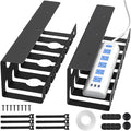 Delamu 2 Pack Metal Under Desk Cable Management Tray, U Channel Cord Organizer Box, Office Under Desk Cord Organizers, Cable Management with Various Accessories, Black, 15.75 Inches