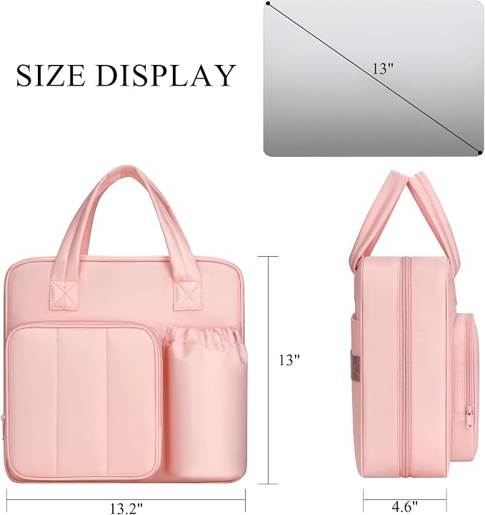 Upgraded Zipper Binder | 3-Inch & 2-Inch O-Rings, 600 Sheet Capacity Trapper Keeper with 13 Inch Laptop Sleeve & Water Bottle Holder, Binder Bag with Multi-Pockets & Shoulder Strap (Pink)
