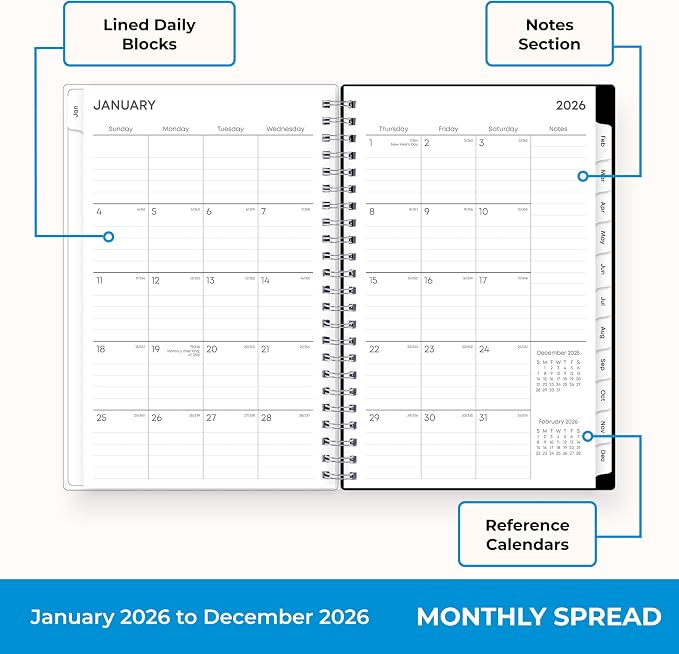 Blue Sky 2026 Weekly & Monthly Planner Calendar, 5"x8", Analeis