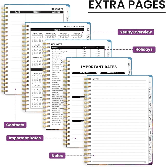 ZOTIA Academic Planner 2026-2027, Monthly & Weekly Jul 2026-Jun 2027 | Aero Petaline, 6.3" x 8.5" Calendar Planner for Women, Hardcover Pretty Organizer for Women, School Office Home Supplies