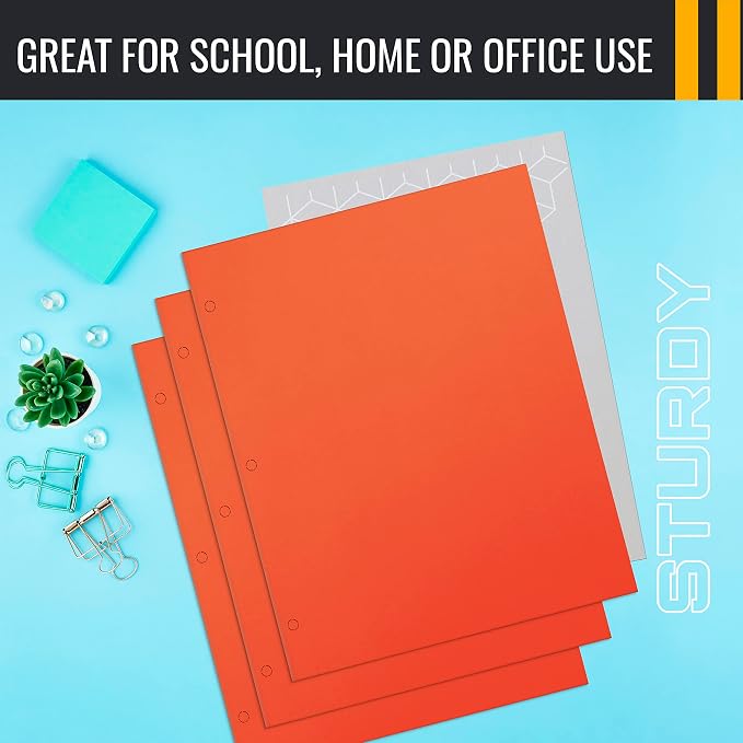 Better Office Products Two Pocket Portfolio Folders, 50-Pack, Orange, Letter Size Paper Folders, 50 Pieces, Orange