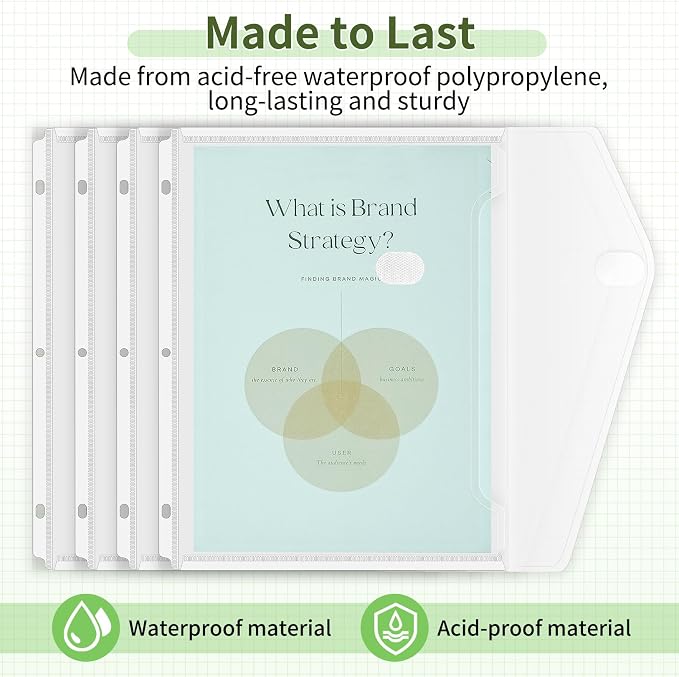 Sooez 30 Pack Binder Folders Pockets with Staggered Closures, Letter Size | Clear Binder Pockets for 3 Ring Binder, Space-saving Binder Organizer Sleeves, Binder Divider with Pockets, for School Office