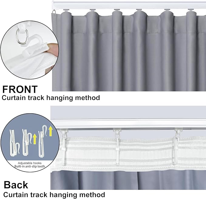 Cbsroro Room Divider Blackout Curtain Track Curtains Wall Dividers Panels Screen for Living Rooms Bedroom Office Privacy Partition Separation, W180 × L96 Inch,1 Panel, Light Grey