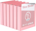 Pack of 6 Premium View Binders, Ring Binders with Clear-View Cover and Interior Pockets, Pastel Color Options, 1.5 Inch, Blush