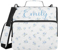 Custom Personalized Name Blue Small Floral Zipper Binder 3 Ring