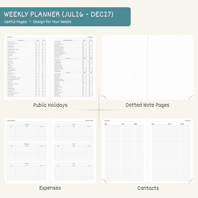BEZEND Planner 2026-2027 Weekly and Monthly, Hourly Timeslot (8.5"x11")