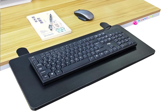 Desktop Extender, 20 "x 9" Clip on Foldable Keyboard Tray, Small Table Edge Extender Tray, Floating Table Hanging Computer Desk, Suitable for Desktop Extension of Sitting Upright Office Desk (Black)