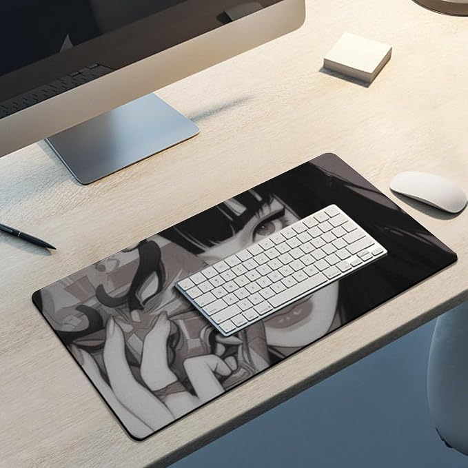 Gaming Mouse Pad Large Mousepad Female Samurai Anime Girl Cool Retro Japanese Desk Mat Big Mousepad Extended Keyboard Computer Pad Office Desk Organizers and Accessories 30x60cm, Style