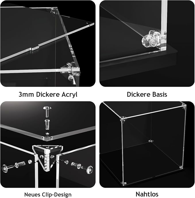 Clear Acrylic Display Case, Easy Assembly Large Showcase Box(16x8x8 inch) | dofopo Dust Protection Case for Action Figures and Dolls, Alternative Glass Box for Collectibles Commemorative Gifts
