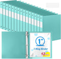 Henoyso 12 Pack 1 Inch 3 Ring Plastic Binders, Bulk Flexible PP Binders for Classroom & School Supplies, Letter Size 8.5 x 11, Holds 240 Sheets with Interior Pocket (Mint Green)