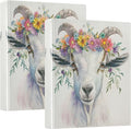 JIPONI 3 Ring Binder Watercolor Goat 1 Inch Round Binders for Men Women Students, Cute File Organizer for Office Home School