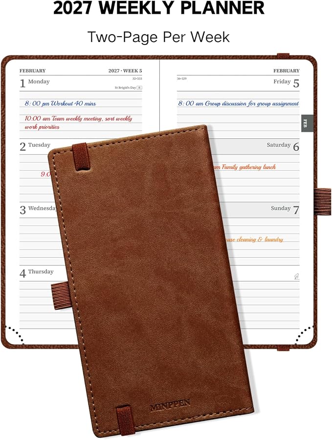 2027 Pocket Planner, 6.5" x 3.5", Small Weekly and Monthly Calendar