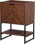 JONATHAN Y Juhl 23.5" Chevron Freestanding Bathroom Vanity Cabinet, Walnut | Modern Minimalist Design, 18" Deep 33" Tall, 2 Soft-Close Doors, Interior And Open Shelves, Sink Not Included