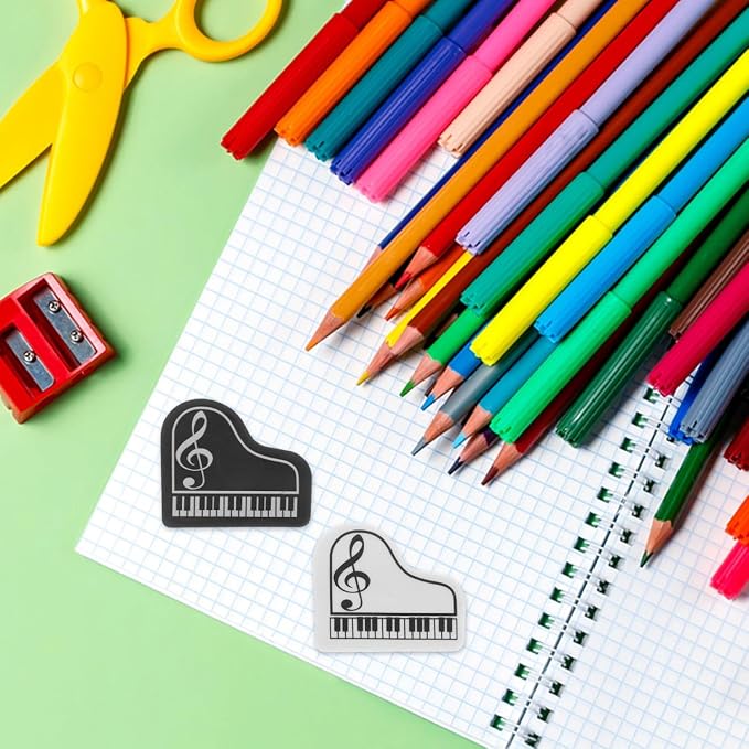 Milisten Piano Shaped Erasers 20 pcs Small for Students Classroom Rewards School Supplies Homework Correction Cute Party Favors 1.77 X 1.49 X 0.78 in