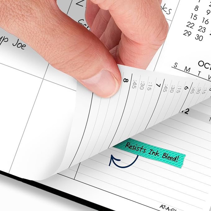 AT-A-GLANCE Planner 2026-2027 Weekly & Monthly Academic 12-Month July-June Quarter-Hourly Appointment Book, 9" x 11", Move-A-Page, Black (70957E05)