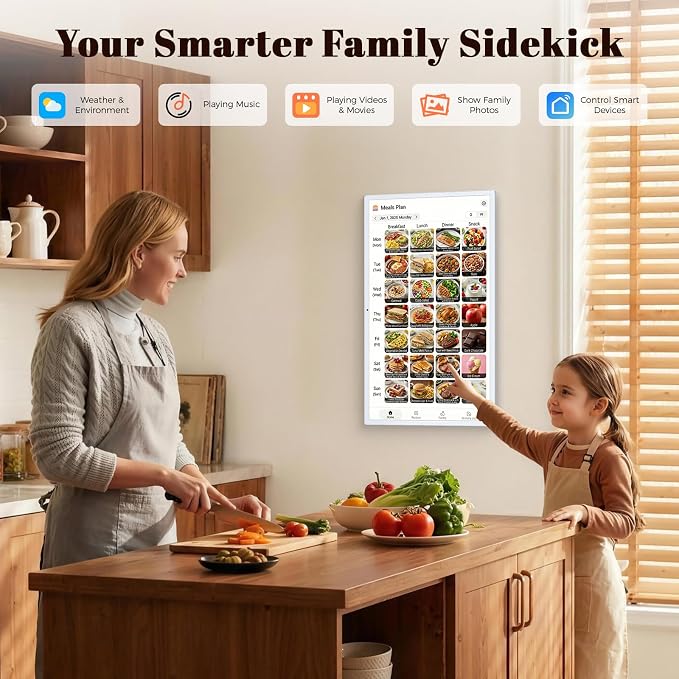 24 Inch Touchscreen Digital Calendar, Wall Planner, Desktop Smart Electronic Calendar, 8GB+128GB Android OS, Supports Google Play Apps, Office Desk Assistant & Family Schedules, Wall/Desk Stand