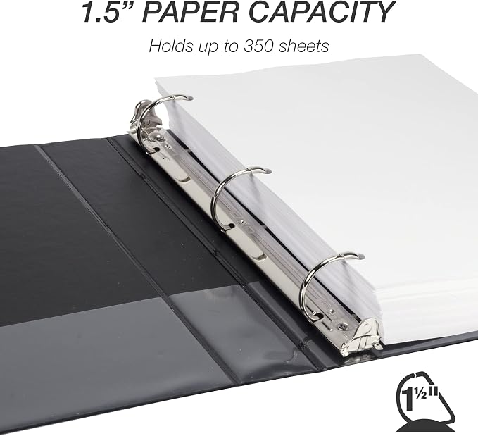 Samsill Durable 1.5 inch 3 Ring Binder, D Ring Binder, 100% Recycled Chipboard, Basis Assortment, 4 Pack