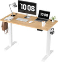 Shintenchi Standing Desk, Height Adjustable Electric Sit Stand up Desk, Ergonomic Rising Computer Table, 48x24 Inch Modern Lift Gaming Desk Workstation for Home Office, White & Walnut