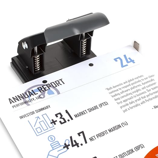 Swingline 2 Hole Punch, 28 Sheet Capacity Hole Puncher, Paper Punch, Low Effort Comfort Handle, Alignment Guide, Black (74050)