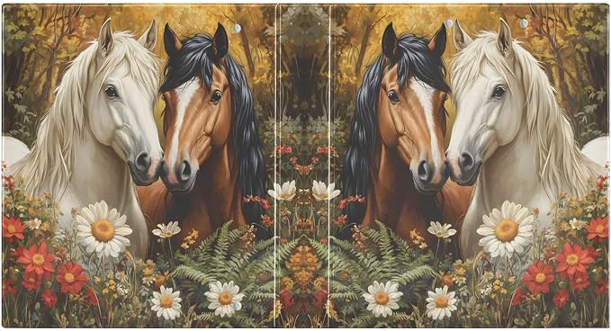 3 Ring Binder Horses with Flower 1.5" Round Ring Binders View Binder with 200 Sheet for Women Men Office Kids School Supplies, 1 Pack