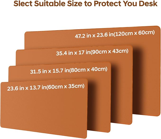 Leather Desk Pad Protector, Office Desk Mat, Large Mouse Pad, Non-Slip PU Leather Desk Blotter, Waterproof Computer Desk Writing Pad for Office and Home (Brown, 47.2" x 23.6")