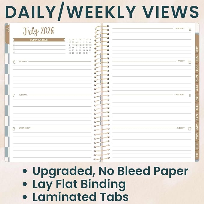 bloom daily planners 2026-2027 Planner - Academic Year (July 2026 - July 2027) Monthly & Weekly Soft Cover Planner for Women - 13 Month Calendar Agenda Book with Stickers - 5.5" x 8.25" - Checkered