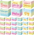Honoson 24 Pcs Bulk Inspirational Privacy Folders for Students Cardboard Test Privacy Boards Motivational Words Desk Dividers Shield for Classroom School Study Supplies, 6 Styles (Macaron)