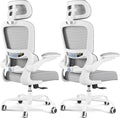 TRALT Office Chair Ergonomic Desk Chair - Gaming Chair with Lumbar Support (2, White) | 330 LBS Home Office Desk Chairs with Headrest, Reading Chair with Flip-up Armrests, Comfortable Computer Chairs (2, White)