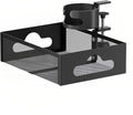 Cup Holder Under Desk Drawer 360° Swivel C-clamp Mounting Mesh Storage Box Spill-proof Easy Install Table Management Tray