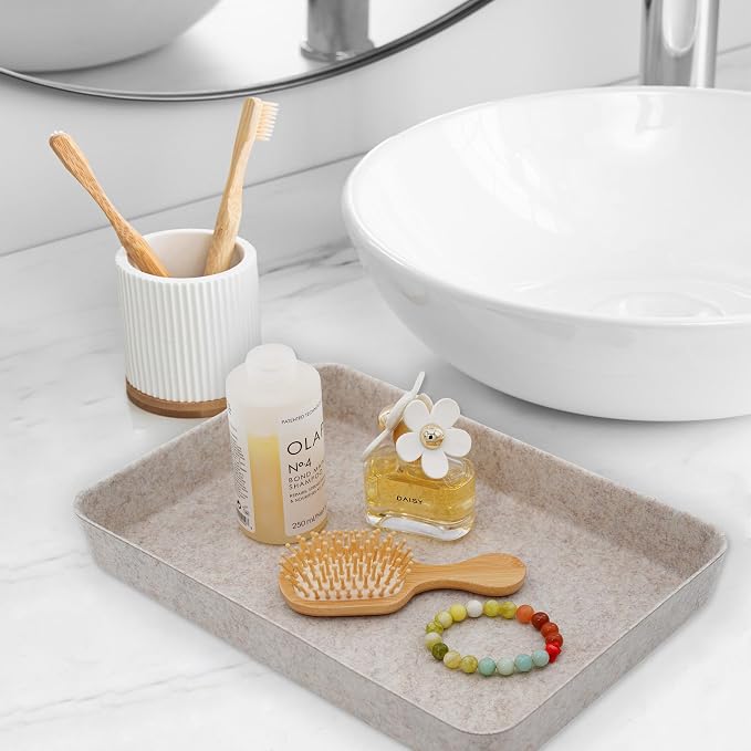 2pc Letter Size Felt File Folder Holder Oatmeal Document Paper Tray