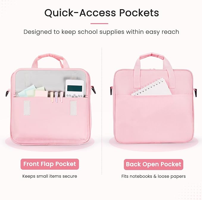Sooez Zipper Binder Bag, 3 Inch 3 Ring Binder with D-Ring, Holds 900 Sheets | Cute School Binder with Shoulder Strap & Handle, Multi-Pocket Organizer for Middle School College Office Supplies, Black