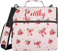Custom Personalized Name Strawberries Bows Pattern Zipper Binder 3 Ring