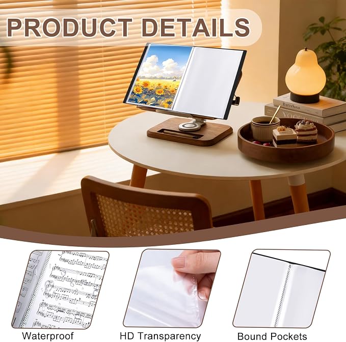 A3 Plastic Presentation Book with 20 Pockets, 2 Pack | PP Material Clear Sleeves Project Folder, Portfolio Organizer for Documents, Artwork, Office & School Supplies (Black)