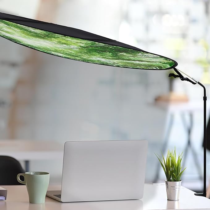 Large Adjustable Office Cubicle and Desk Shade,51'' Portable Cubicle Light Shade with Clamp Foldable Rotatable Canopy Blocks Light or Disturbance for Working Accessories(Forest)
