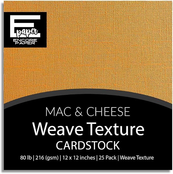Mac & Cheese—12x12 Textured Cardstock | 80lb Textured Orange Scrapbook Paper | Premium Cardstock for Cricut Cutting | 25 Sheets