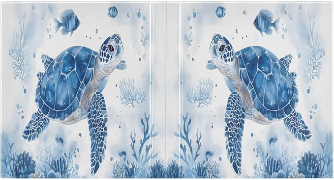 3 Ring Binder Sea Turtle Coral Reef Pattern 1.5" Round Ring Binders View Binder with 200 Sheet for Women Men Office Kids School Supplies, 1 Pack