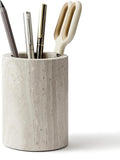 Natural Marble Pen Holder for Desk, Handcrafted Sturdy Desk Organizer with Anti-Slip Base 3.1” x 4.3” – Unique Stone Craft for Office Supplies, Makeup Brushes & Home Decor Grey (WH077)