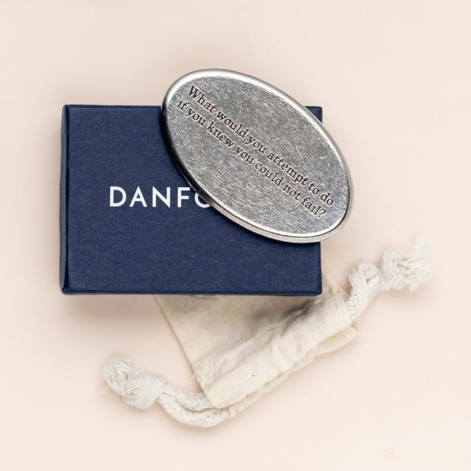 Fine Pewter What Would You Attempt Paperweight | Oval Office Decor | Handcrafted lead-free pewter smooth oval desk weight featuring an engraved quote and stamped brand maker mark