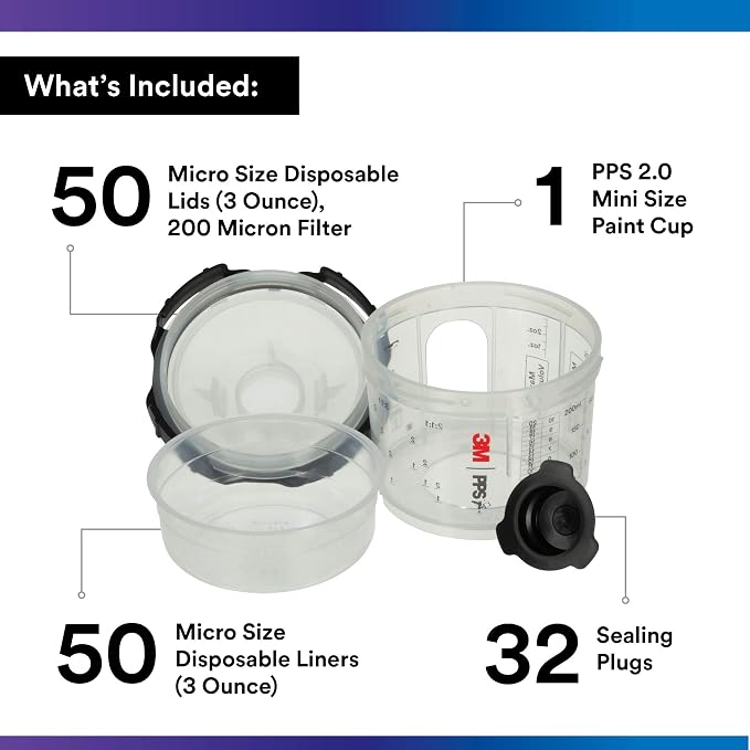 3M PPS 2.0 Paint Spray Gun System Refill Kit with Lids and Liners, 26028