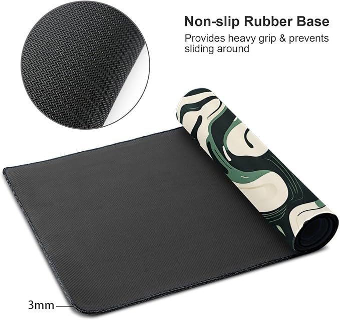 XXL Gaming Mouse Pad 31.5x15.7 Inch, Topographic Green White Desk Mat | Abstract Topographic Design with Waterproof Non Slip Rubber Base, Extended Keyboard Mouse Mat for PC Laptop Office & Gaming