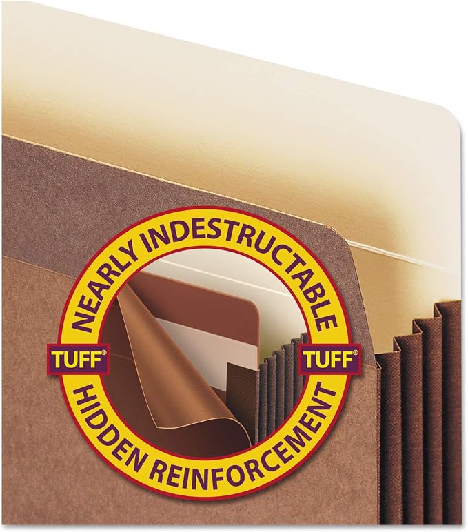 Smead TUFF® File Pocket, Straight-Cut Tab, 3-1/2" Expansion, Letter Size, Redrope, 10 per Box (73380)