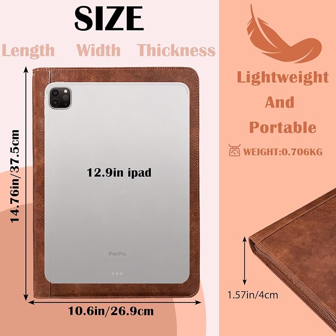 Calfinder Personalized Padfolios Portfolio Binder,3 Ring Leather Binder with Zipper,Professional Padfolios for Women&Men, Portfolio Organizer for Business,Work,School