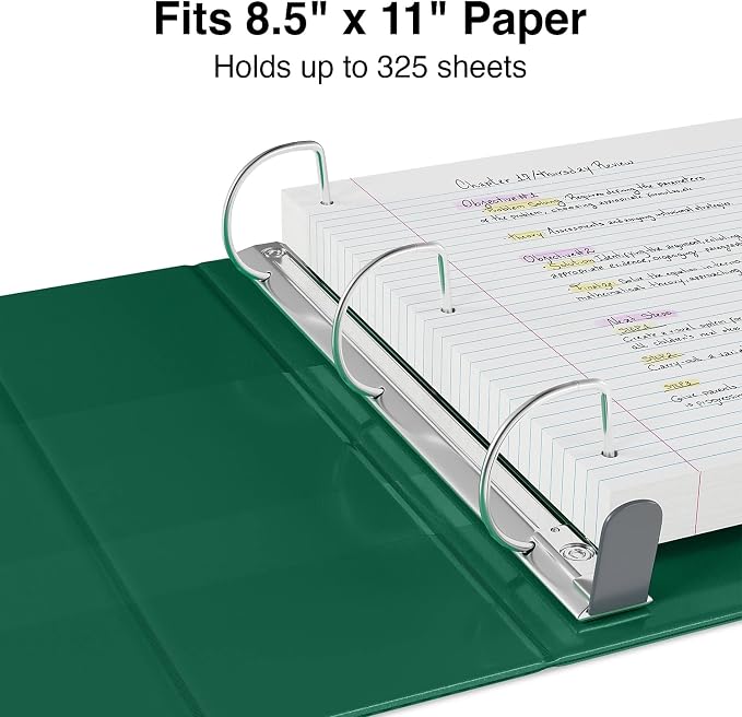 Staples Heavy-Duty 1.5-Inch D-Ring View Binder, Green, 350 Sheets | Reinforced spine for durable everyday use in office and school settings.